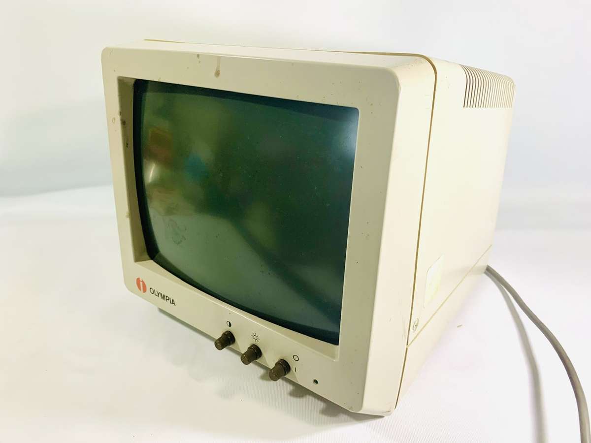 Vintage Olympia ETX 1 Amber Monochrome CRT Computer Monitor (needs attention)