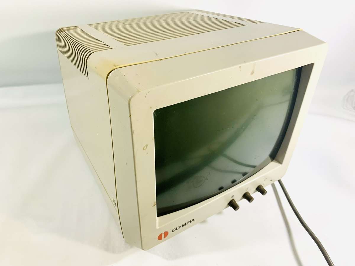 Vintage Olympia ETX 1 Amber Monochrome CRT Computer Monitor (needs attention)