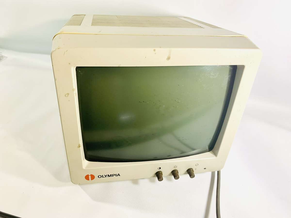 Vintage Olympia ETX 1 Amber Monochrome CRT Computer Monitor (needs attention)