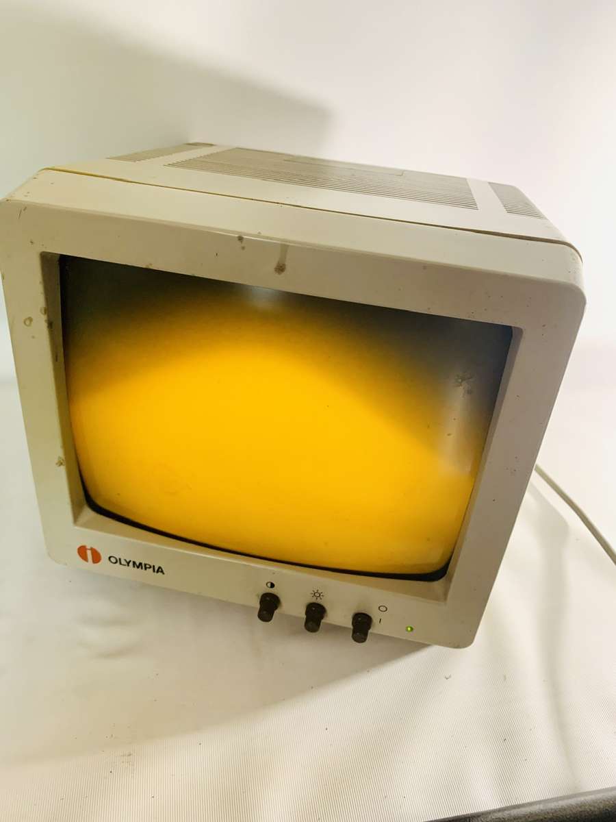 Vintage Olympia ETX 1 Amber Monochrome CRT Computer Monitor (needs attention)