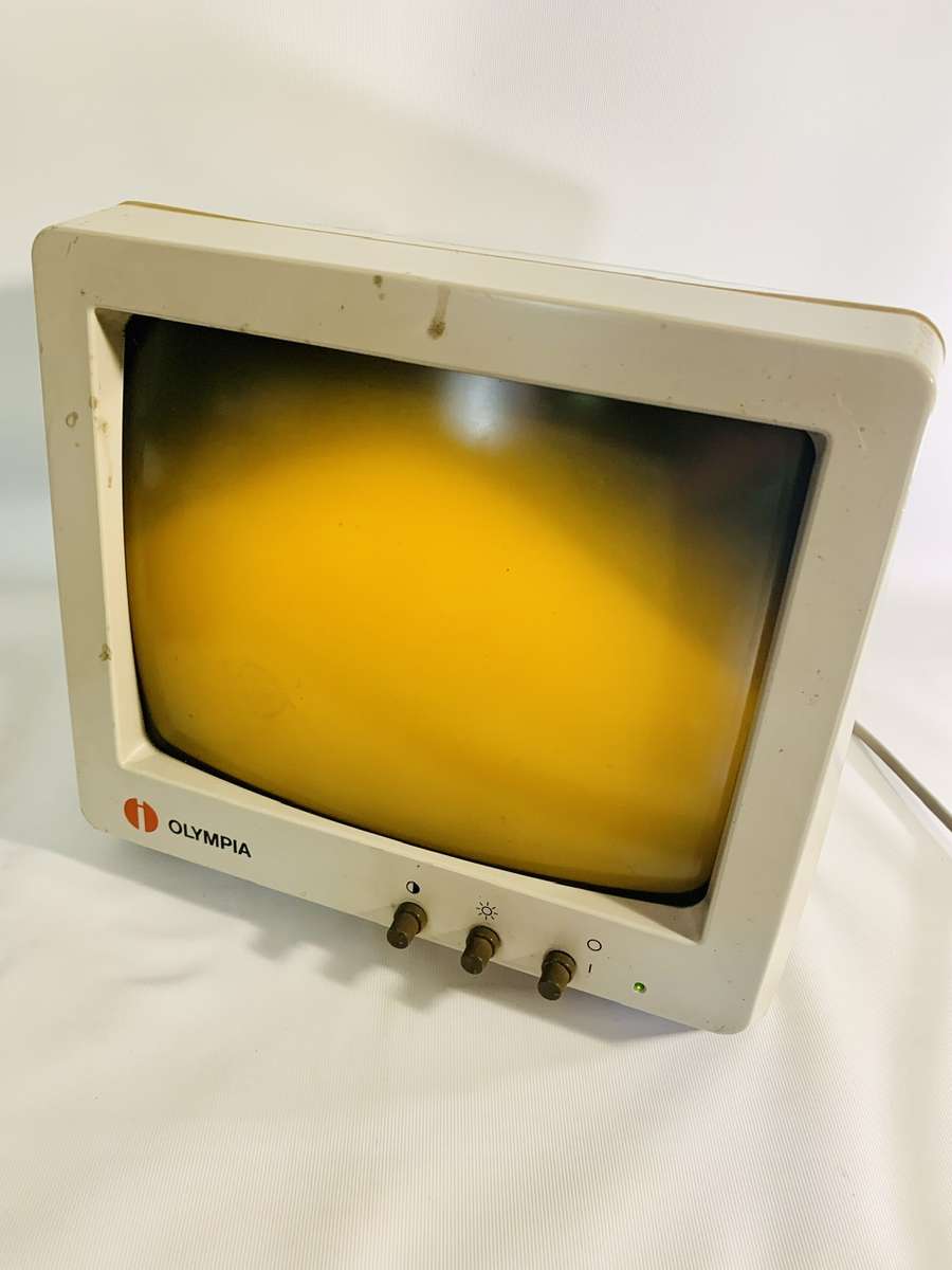 Vintage Olympia ETX 1 Amber Monochrome CRT Computer Monitor (needs attention)