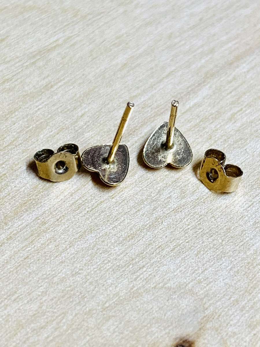 2 x Solid Gold Earrings Studs with Butterflies - 9 carat / 375 (0.26g)