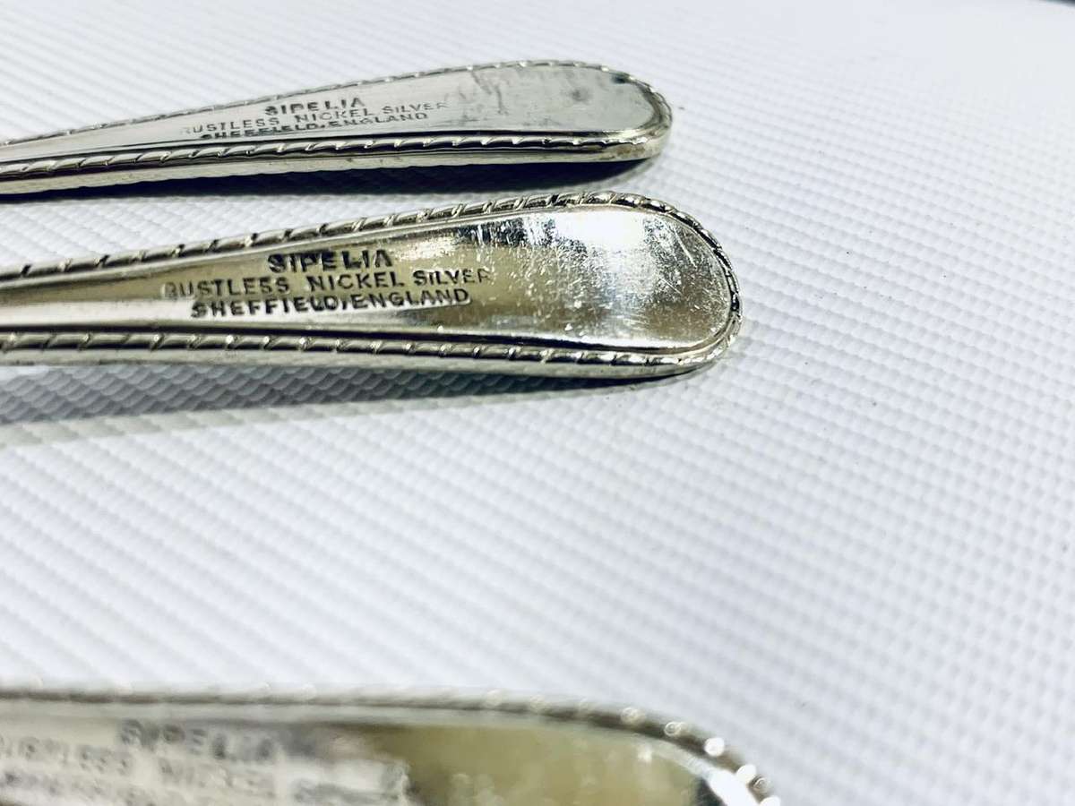 Set of 6 Vintage Sepelia Silver-Plated Teaspoons  Sheffield, England  11cm