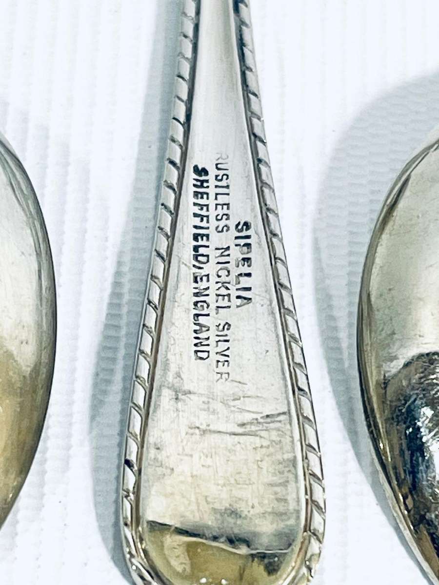Set of 6 Vintage Sepelia Silver-Plated Teaspoons  Sheffield, England  11cm