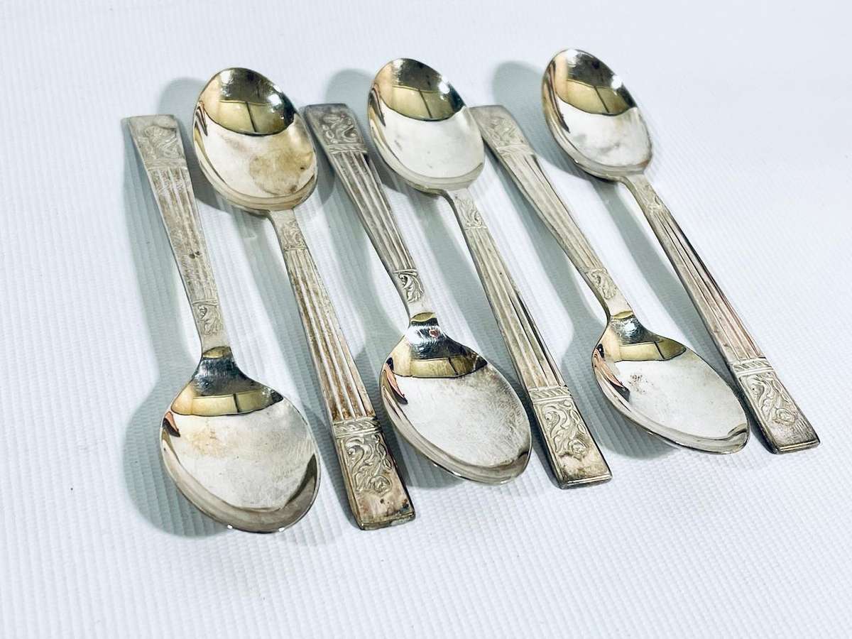 Vintage Boxed Set of 6 Angora Silver Plated EPNS Teaspoons  Made in England  9.5cm