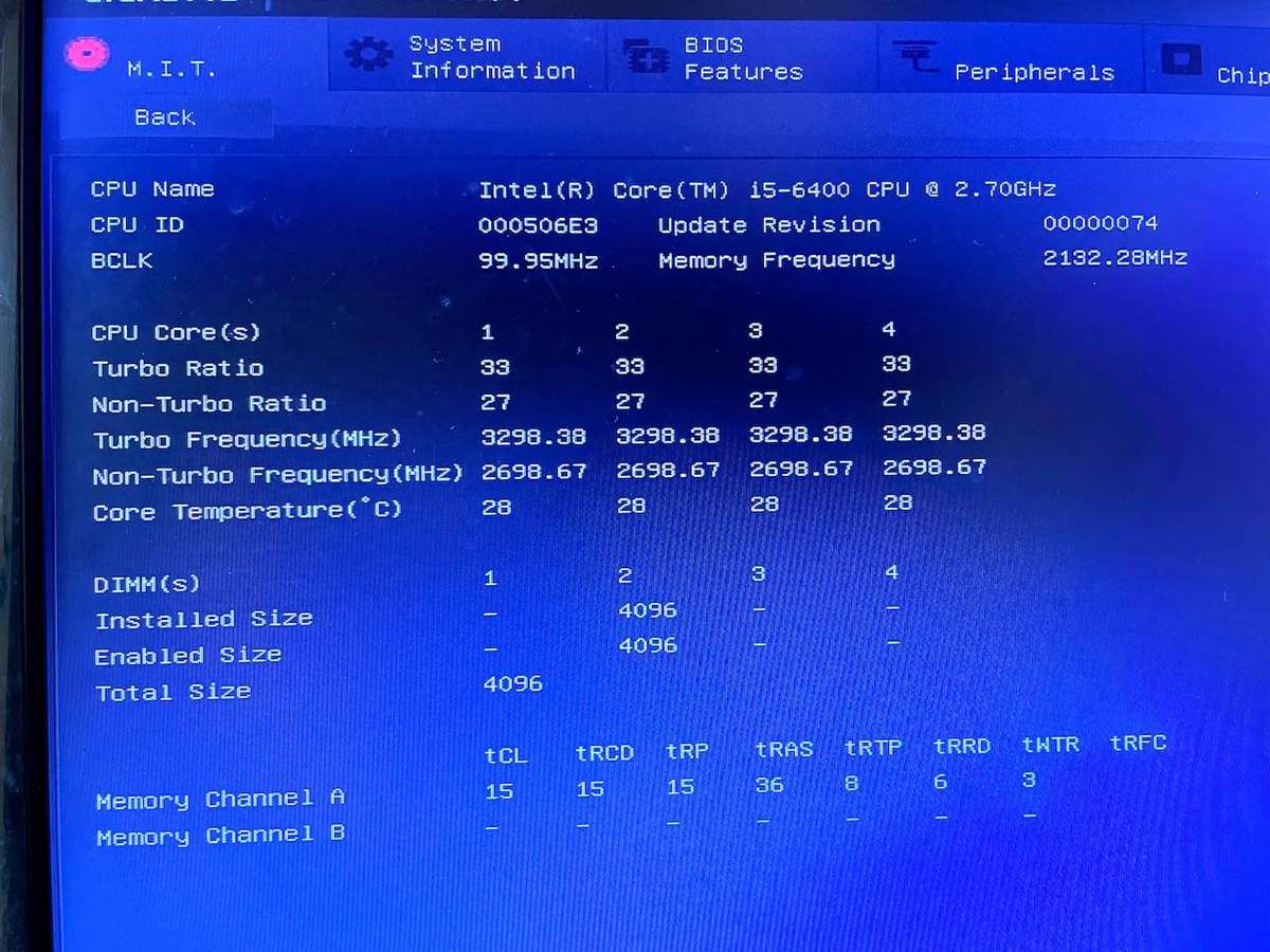 PC Desktop - Gigabyte Ultra Durable - Intel i5-6400 CPU - 4GB DDR4 Ram - HDMI / DVI / VGA - NO HDD