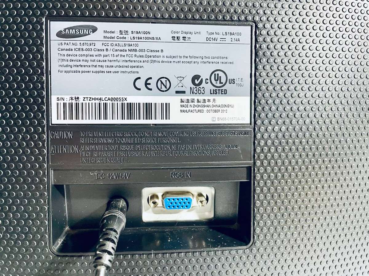 Samsung 19" LED Backlit Monitor - S19A10ON - Tested & Working - With Original Power Supply