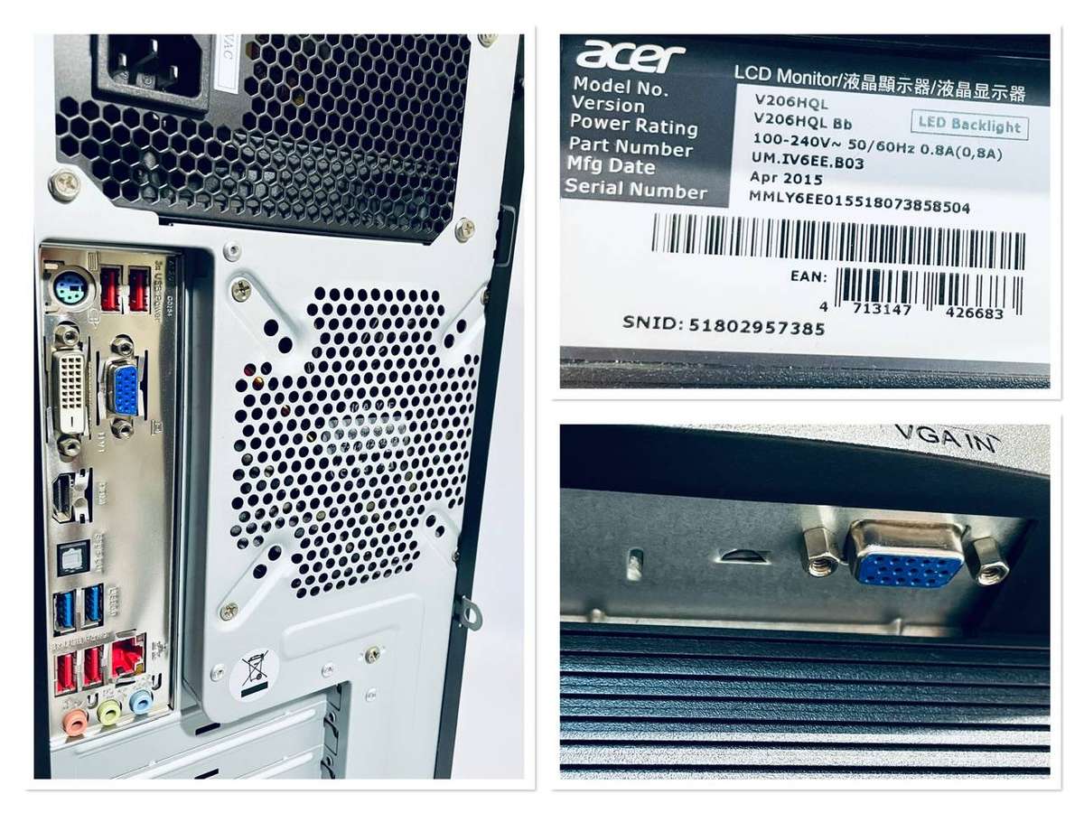 PC Desktop + 19.5 Acer Monitor | Intel i5-2500 | 4GB DDR3 | No HDD