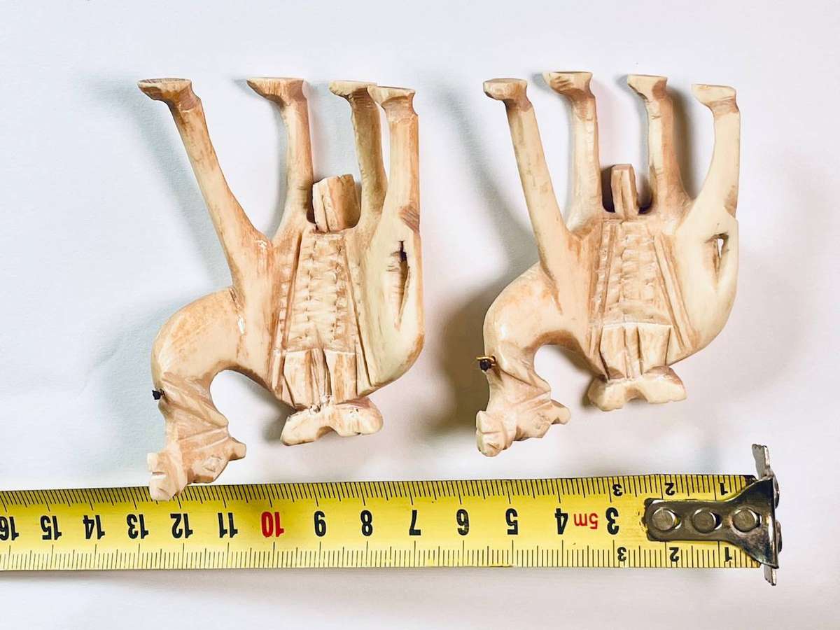Pair of Hand-Carved Bone Camel Figures  Vintage Decorative (Not Ivory)