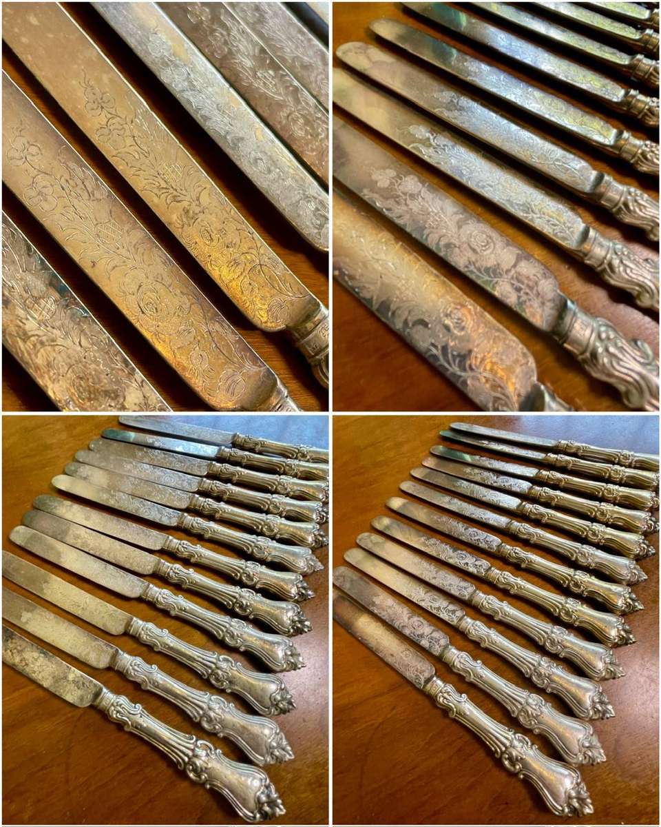 Antique Victorian Sheffield Hallmarked Silver Handled Cutlery Canteen  24 Piece (c. mid-late 1800s)