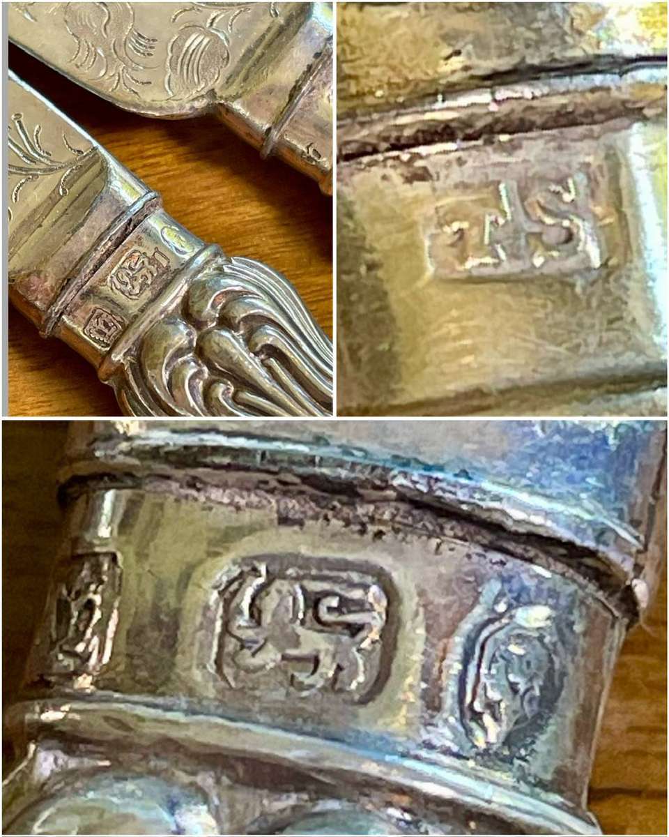 Antique Victorian Sheffield Hallmarked Silver Handled Cutlery Canteen  24 Piece (c. mid-late 1800s)
