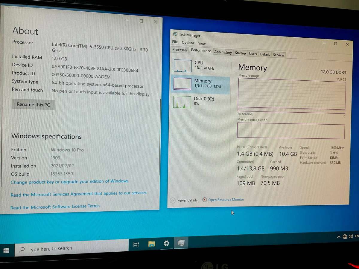 Desktop PC Tower  Intel i5-3550 CPU | 12GB RAM | GPU | No HDD | Tested on Windows 10