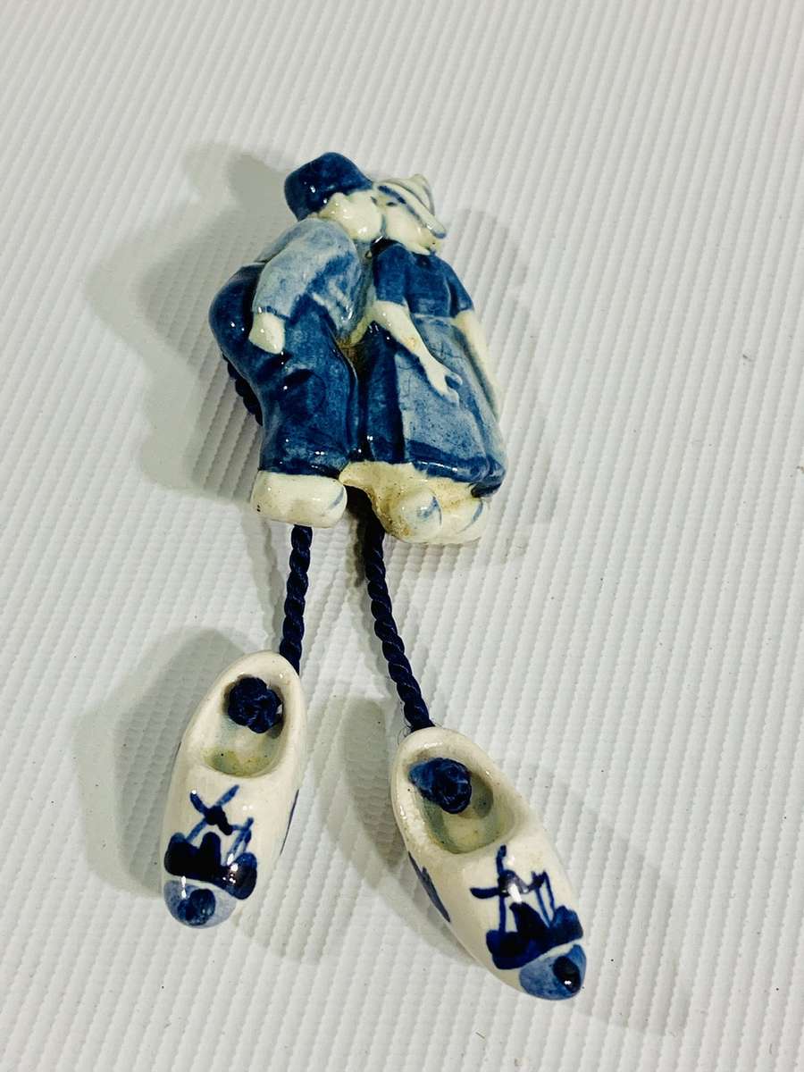 Dainty Delft Porcelain Brooch