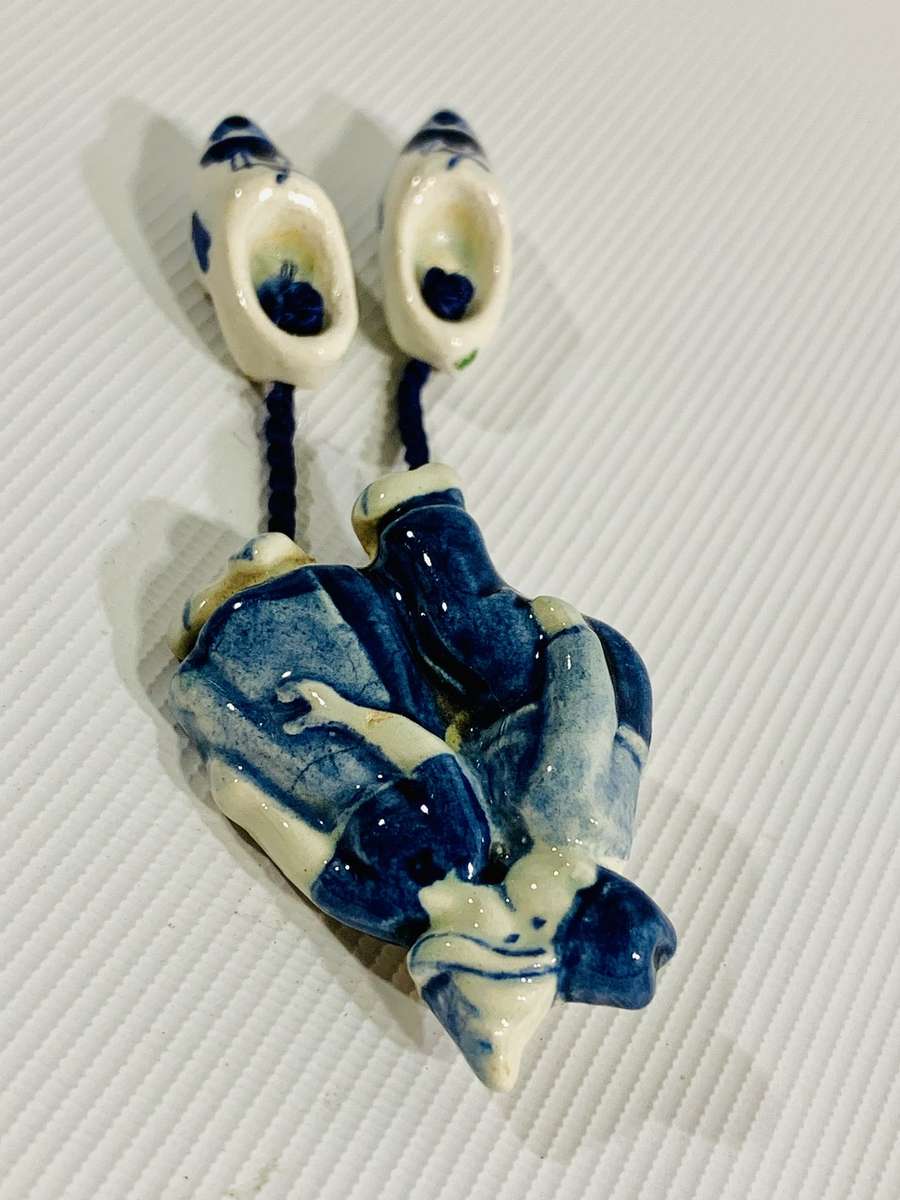 Dainty Delft Porcelain Brooch