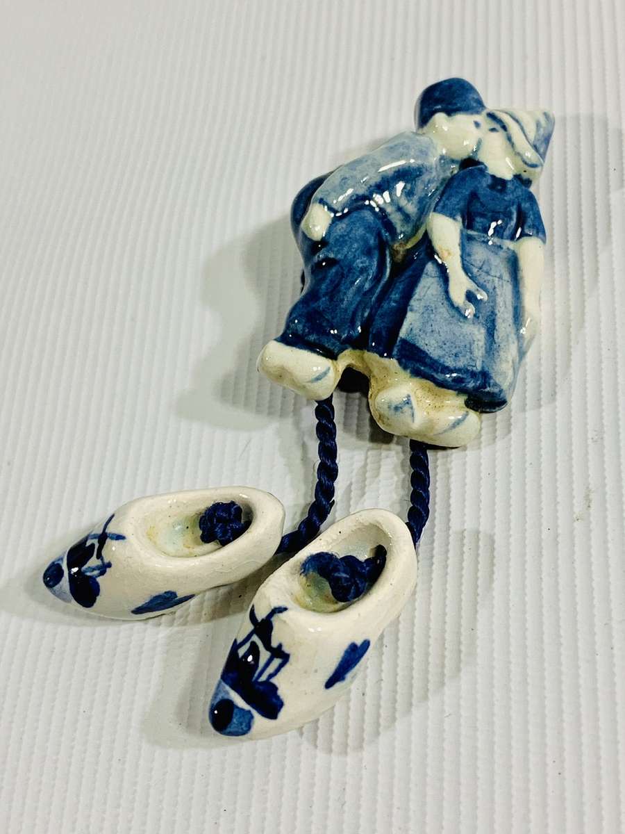 Dainty Delft Porcelain Brooch