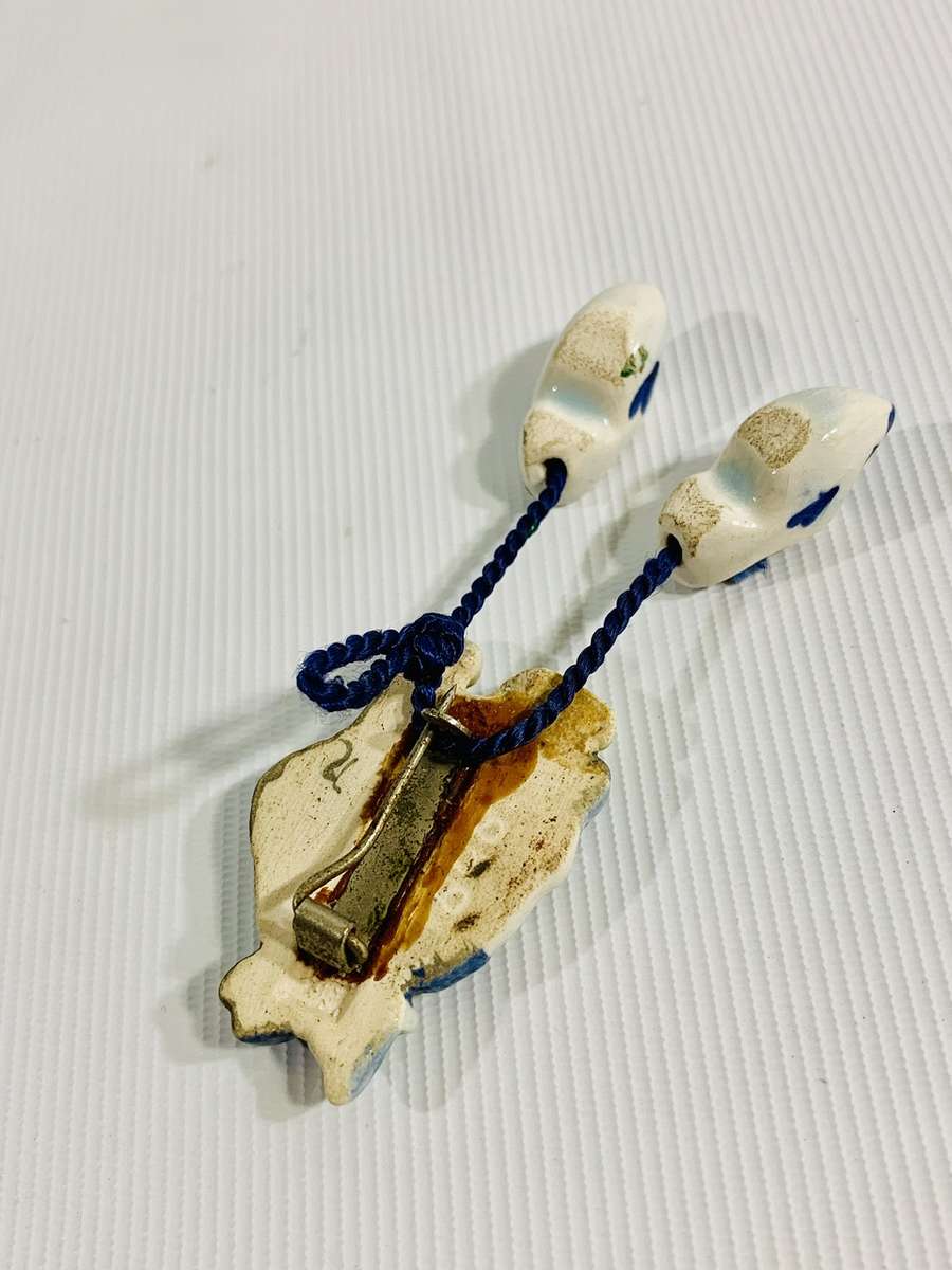 Dainty Delft Porcelain Brooch