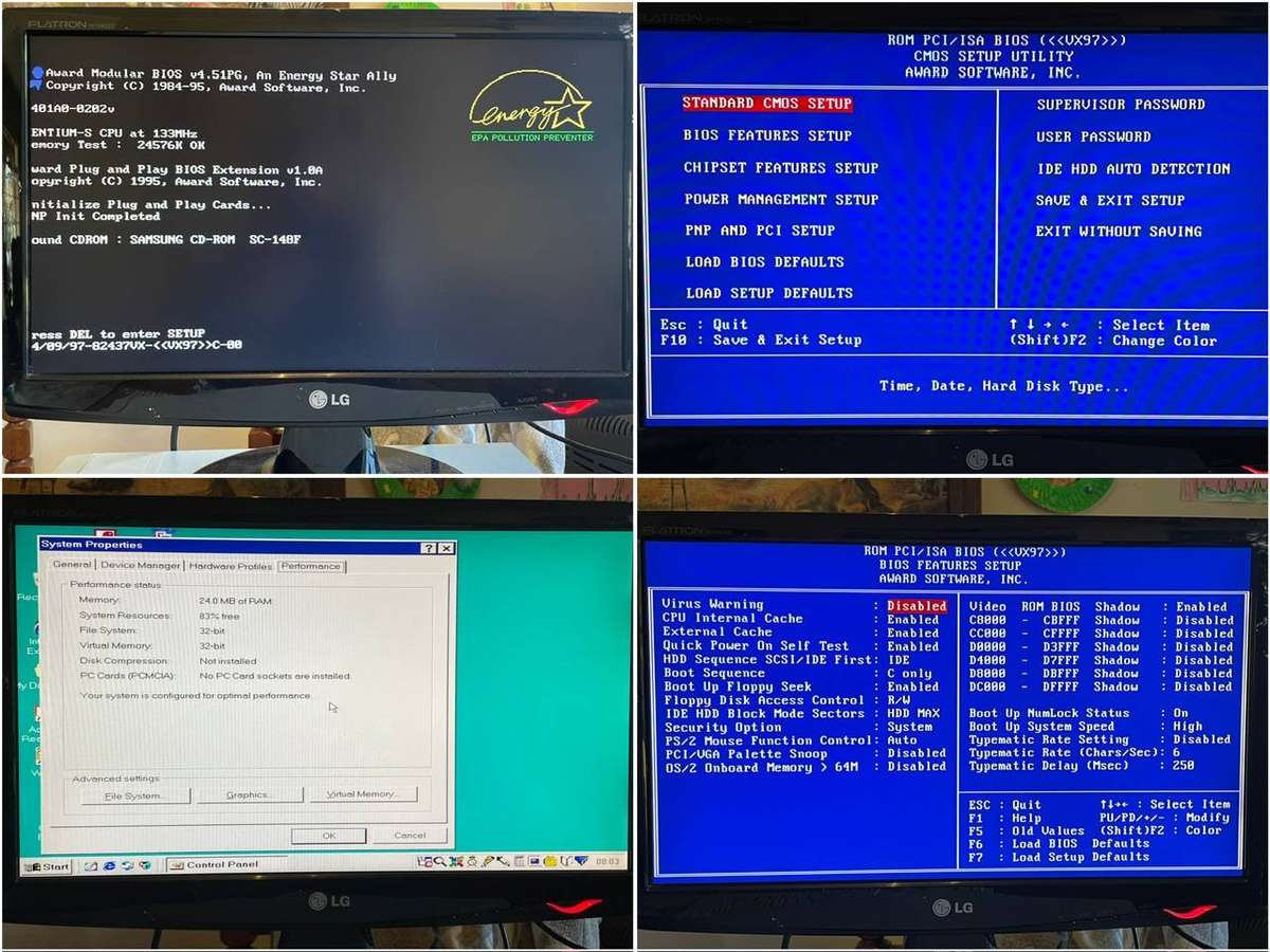 Vintage Retro Gaming PC  Pentium 133 / ASUS VX97 / Sound Blaster Live / Tseng Labs VGA