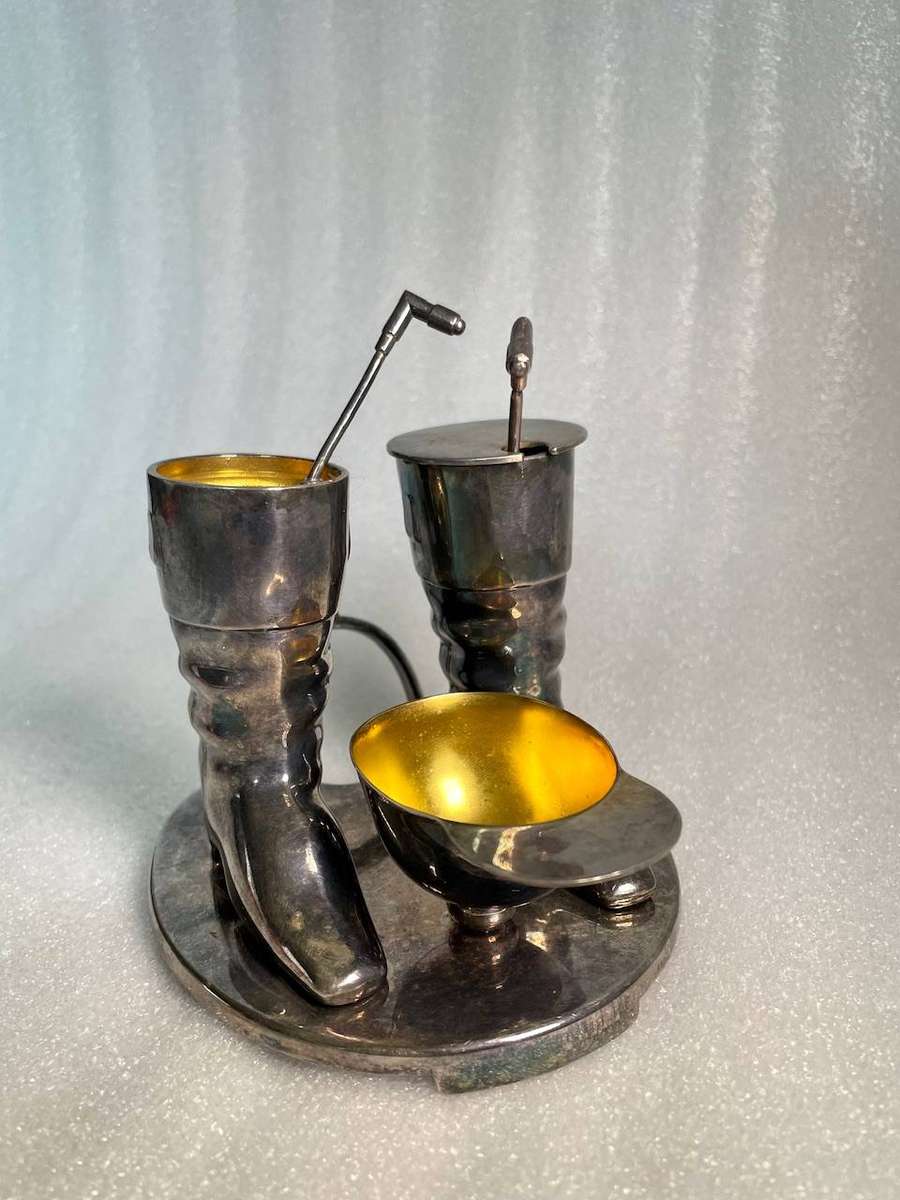 Vintage Silver-Plated Polo / Equestrian Condiment Set with Miniature Spoons