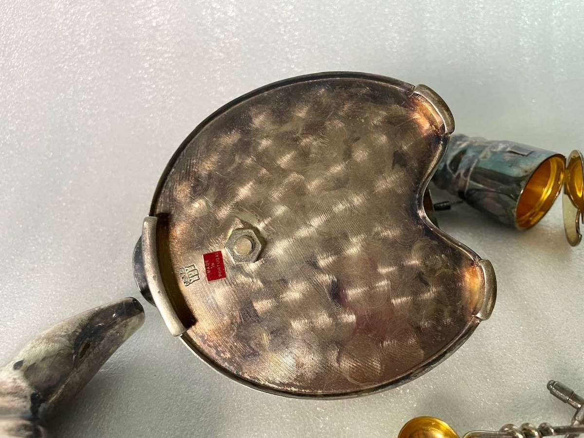Vintage Silver-Plated Polo / Equestrian Condiment Set with Miniature Spoons