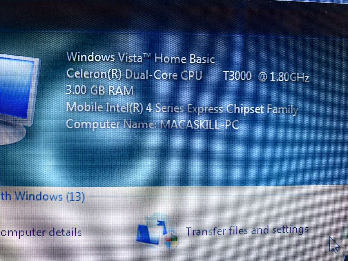 Asus Laptop running Windows Vista