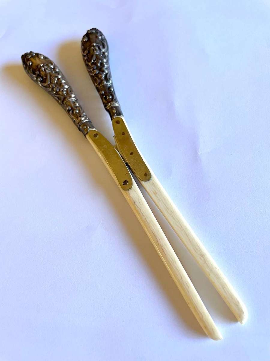 Antique Sterling Silver Handled Glove Stretcher  Ornate Repoussé Design