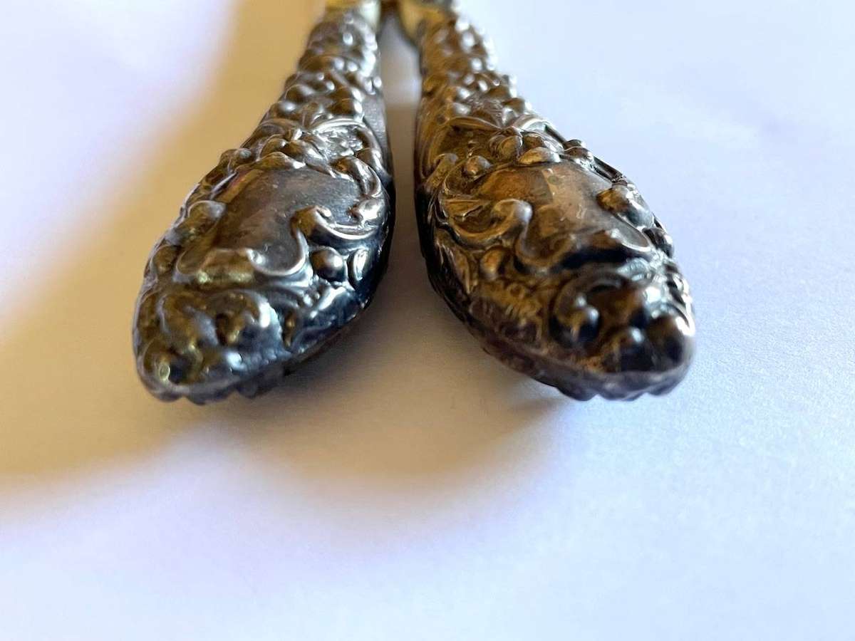 Antique Sterling Silver Handled Glove Stretcher  Ornate Repoussé Design
