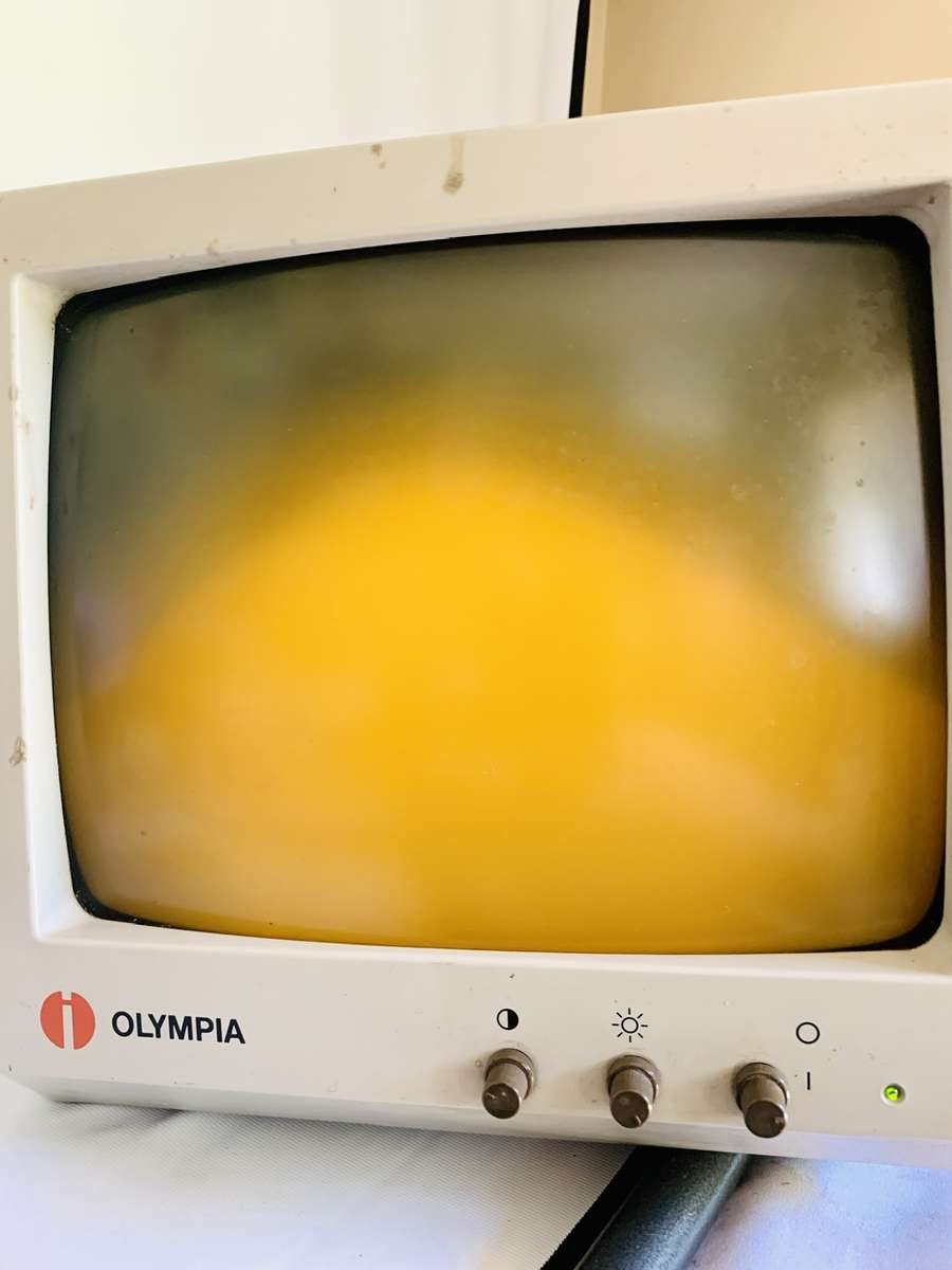Vintage Olympia ETX 1 Amber Monochrome CRT Computer Monitor (needs attention)