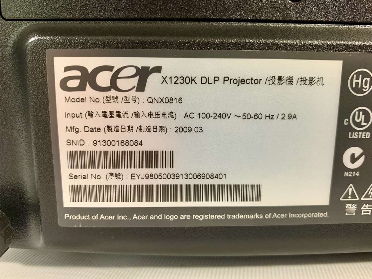 Acer X1230K DLP Projector (Needs Attention)