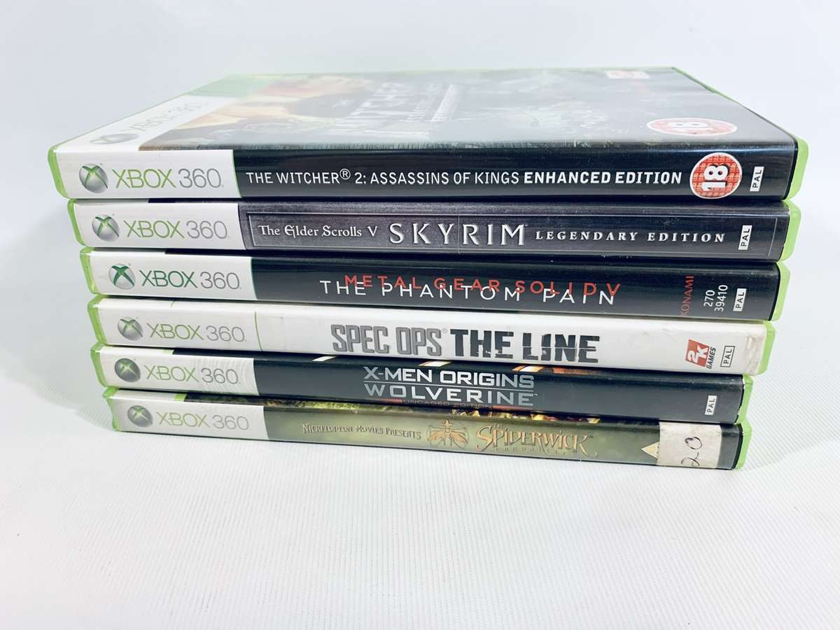 6 x Xbox 360 Games (Including Skyrim, The Witcher 2, Metal Gear Solid, etc)