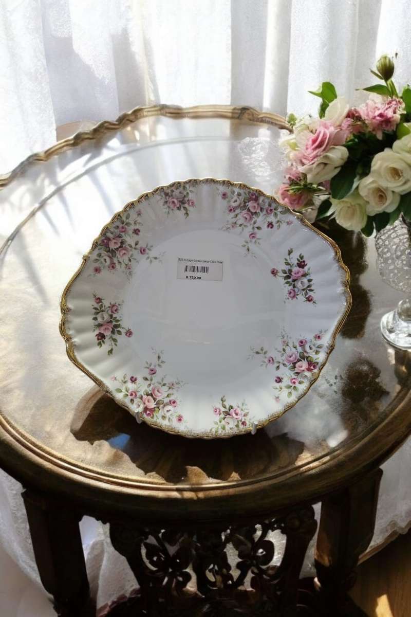 Exquisite Royal Albert Cottage Garden Cake Plate, a charming addition to your vintage tableware