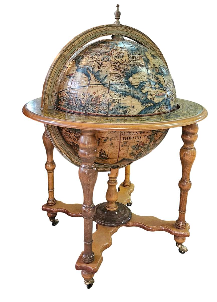Timeless elegance of the 1960's Italian World Map Globe Bar Drinks Trolley