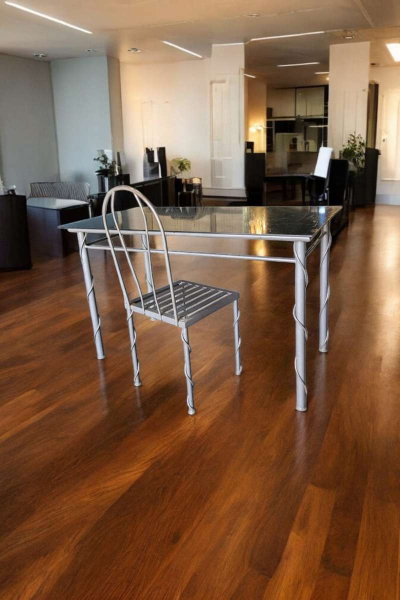 Glass top desk and chair