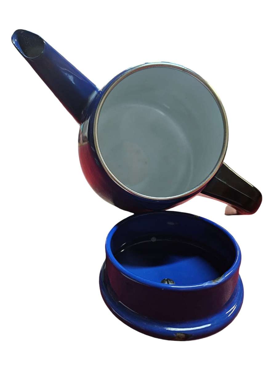 Vintage Mid Century CATHRINEHOLM Norway Blue Enamel Coffee Carafe Pitcher Pot