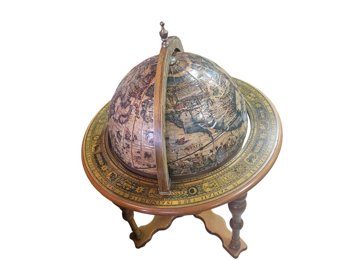 Timeless elegance of the 1960's Italian World Map Globe Bar Drinks Trolley