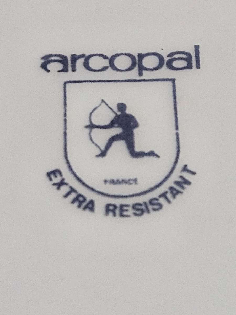 Vintage French Arcopal Blue and White Floral cake plate, a stunning 70s classic shape at 26cm