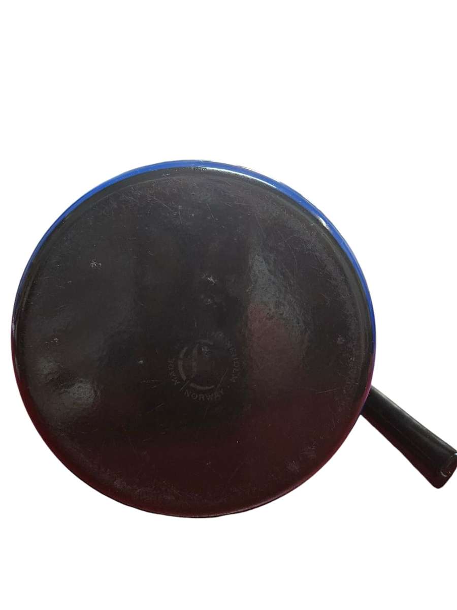 Vintage Mid Century CATHRINEHOLM Norway Blue Enamel Coffee Carafe Pitcher Pot