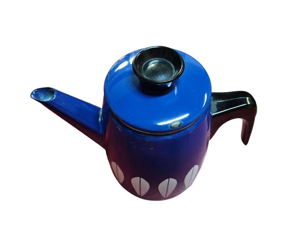 Vintage Mid Century CATHRINEHOLM Norway Blue Enamel Coffee Carafe Pitcher Pot