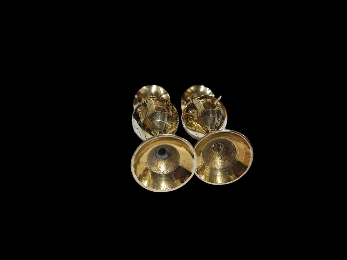 Pair of brass Scalloped edge vases