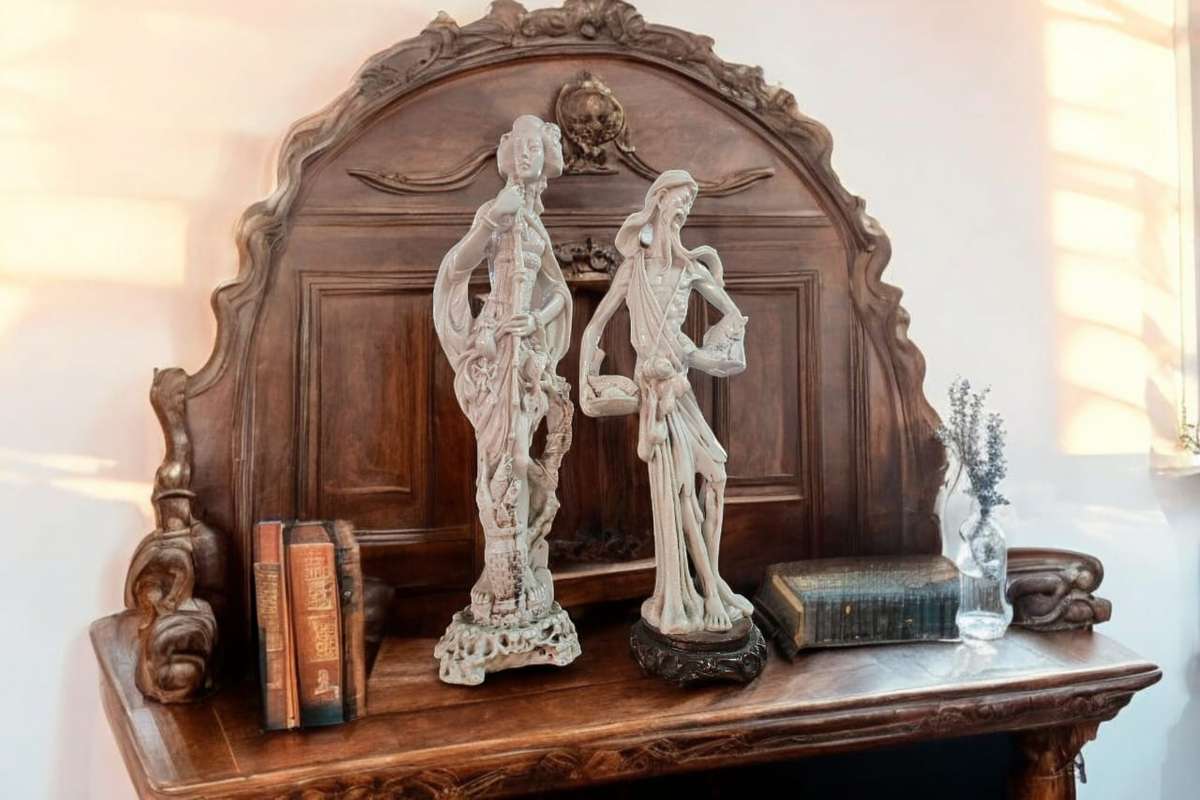 Carved Oriental Villager Figurines