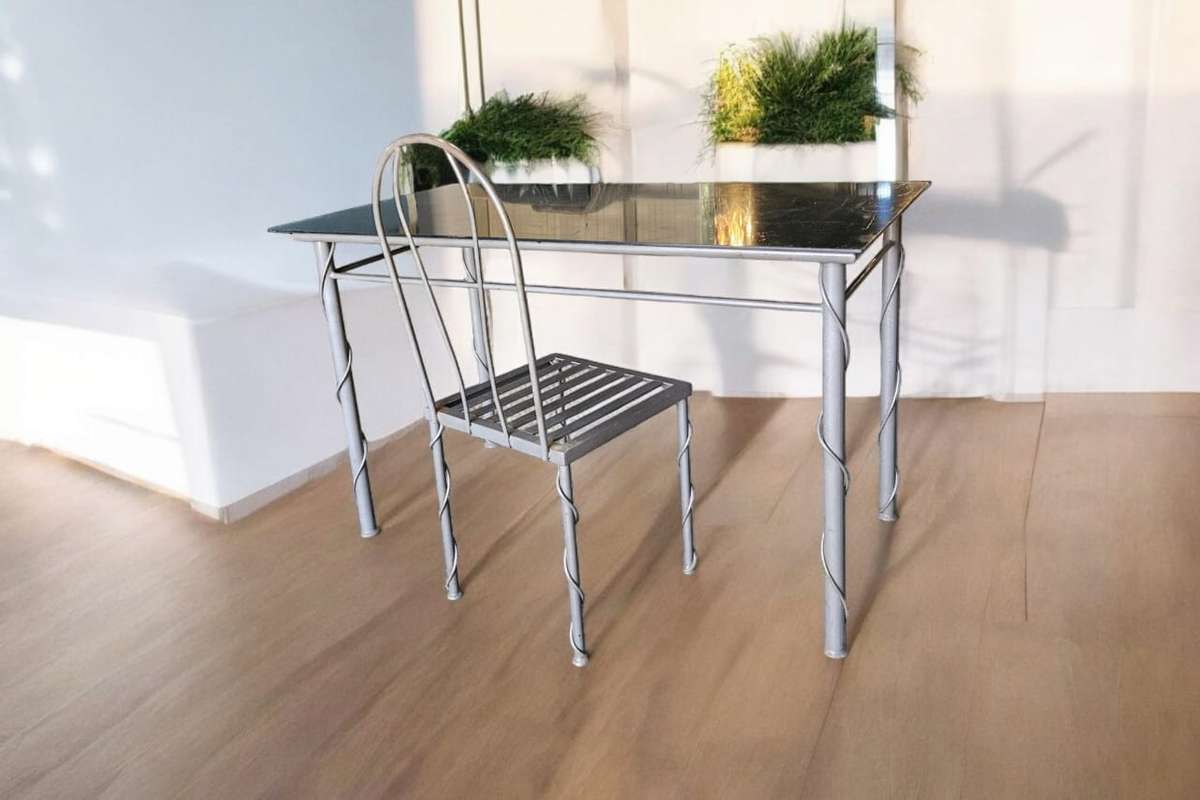 Glass top desk and chair