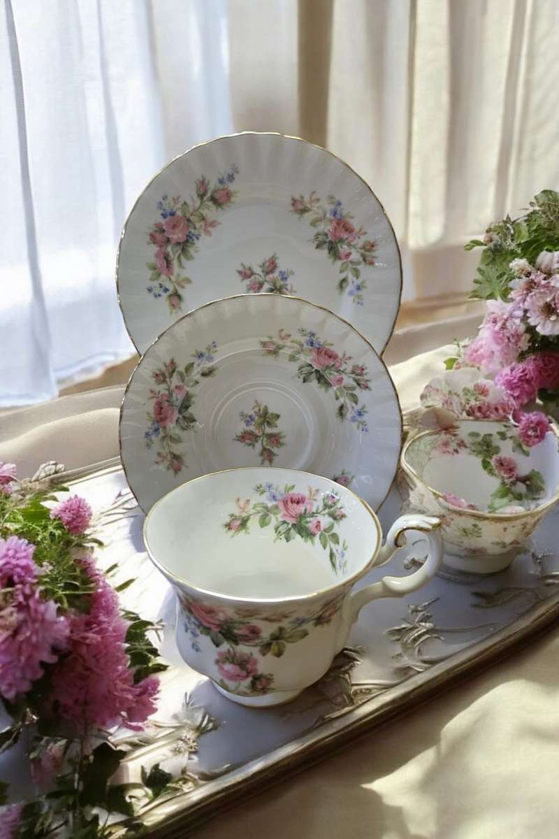 Royal Albert Moss Rose Trio