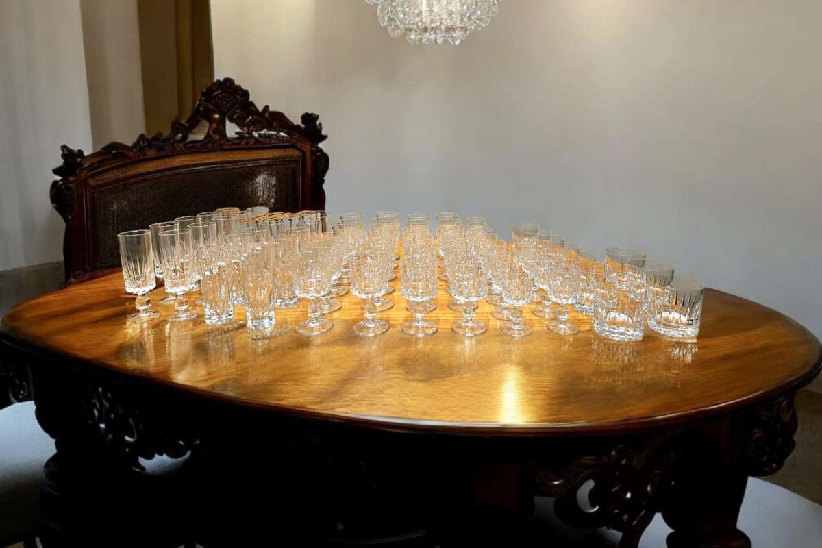 67 PC Retro Mid-Century Crystal Glass Set