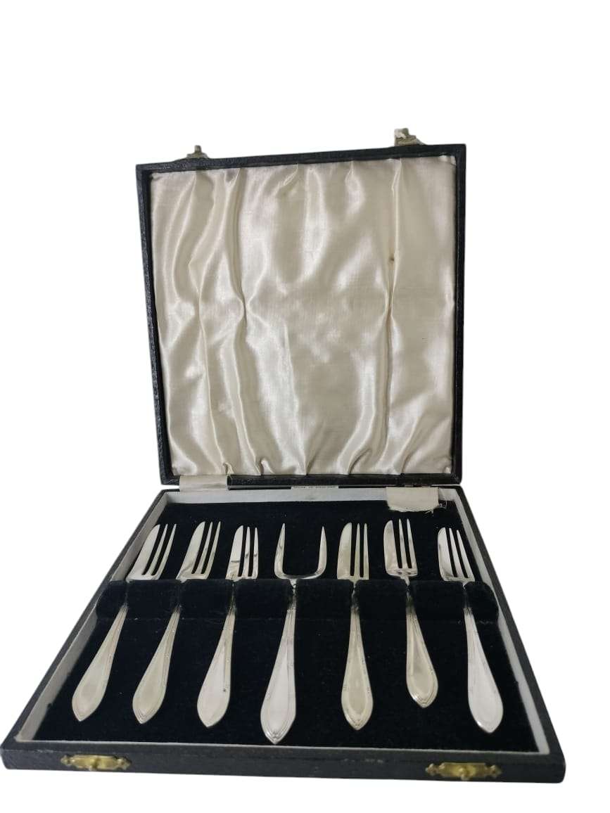 7Pc Vintage Silver Plated Fruit Set