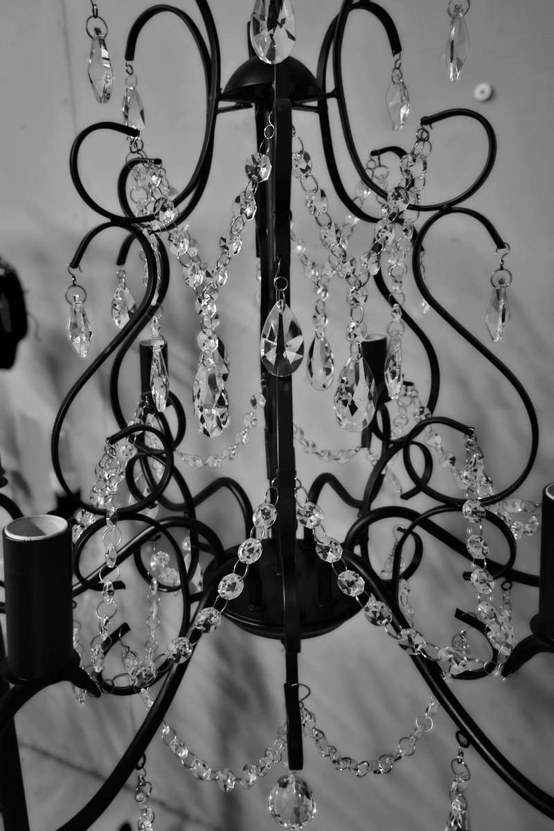 Black metal and crystal chandelier