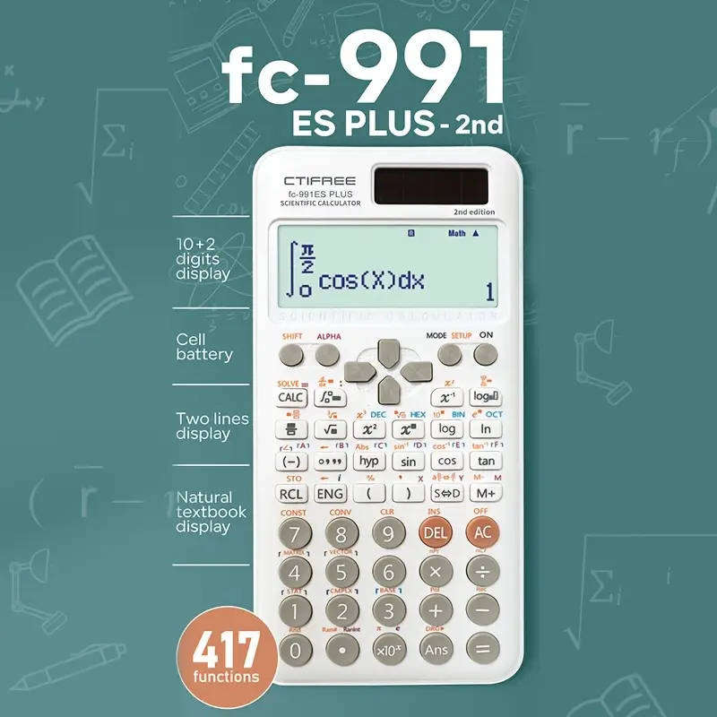 CTIFREE FC-991ES PLUS 2nd Edition  10+2 Digit Large Screen Scientific Calculator with 417 Functions