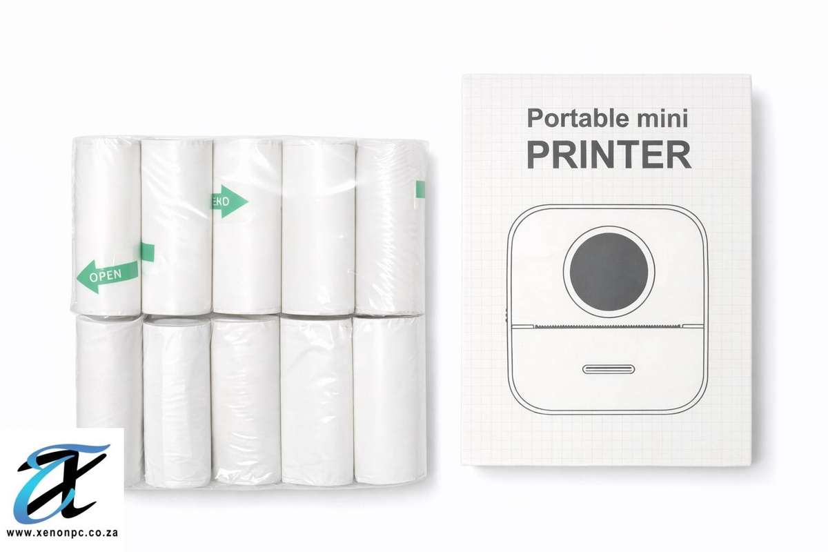 Portable Mini Thermal Printer + 10 Rolls Paper | Wireless Bluetooth Pocket Printer | Inkless Mobile