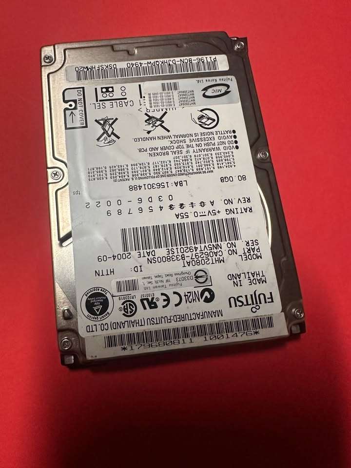 80GB 2.5" 6.35 cm HDD Hard Drive Fujitsu MHV2080AH PL IDE PATA for Notebook/Laptop