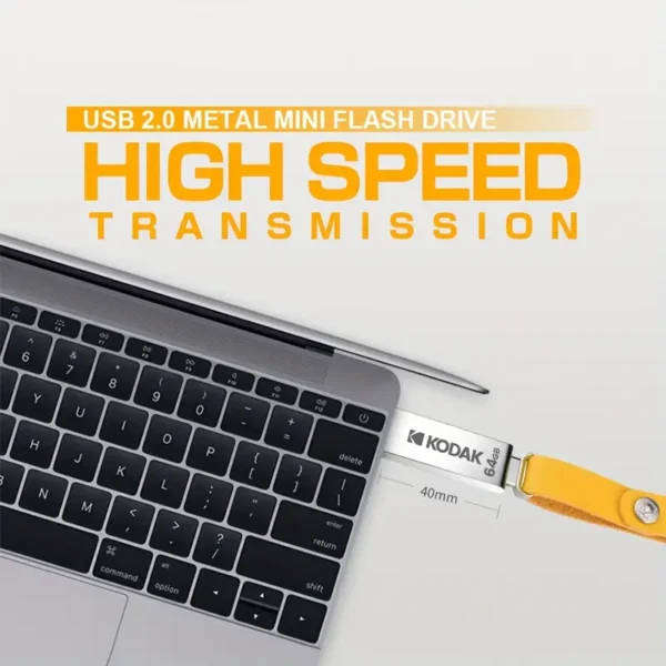 Kodak USB 2.0 Flash Drive 64GB with Leather Button  High-Speed Data Transfer