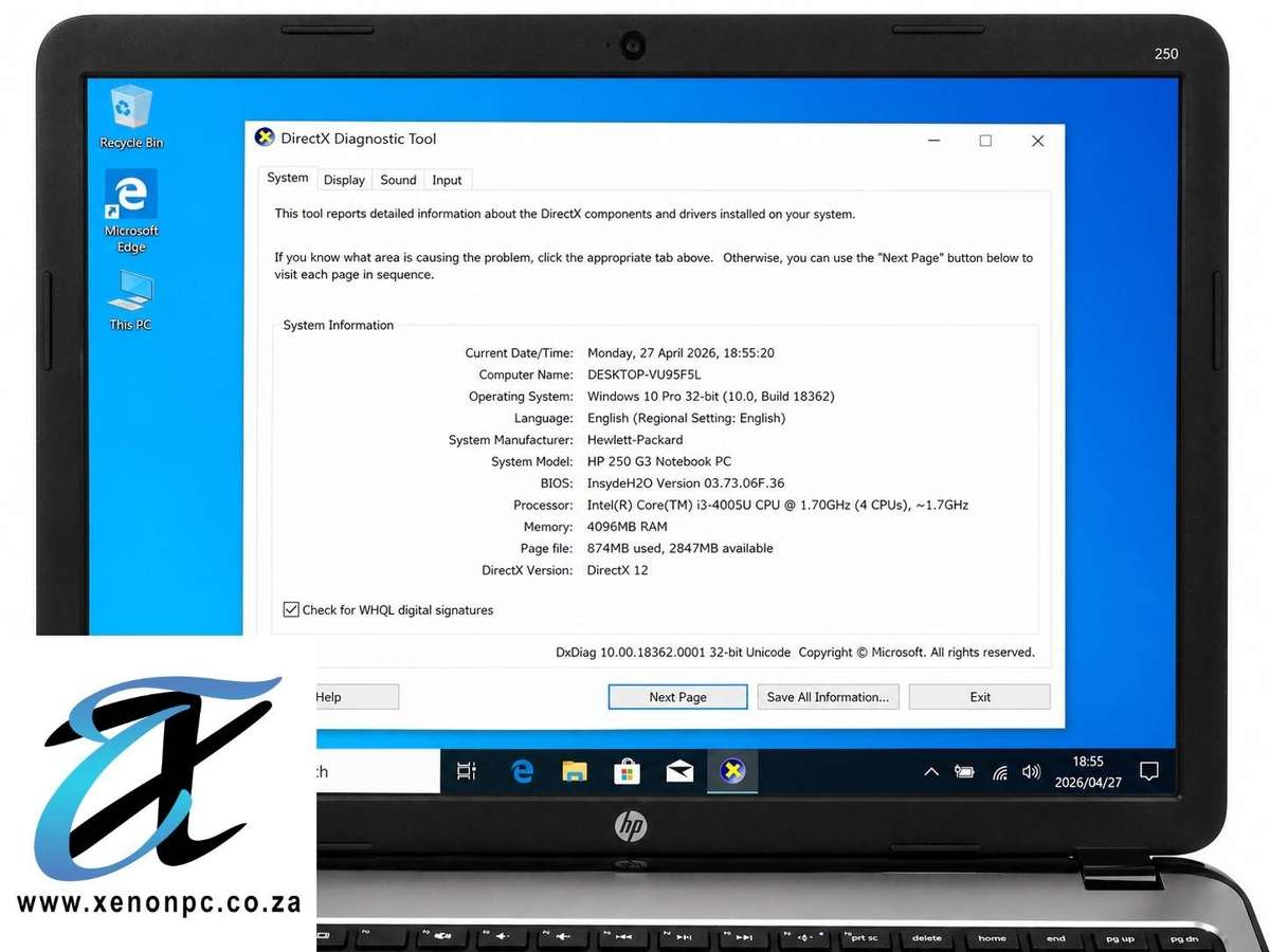 HP 250 G1 Laptop Intel Celeron 1000M 4GB RAM 320GB HDD Windows 10 15.6