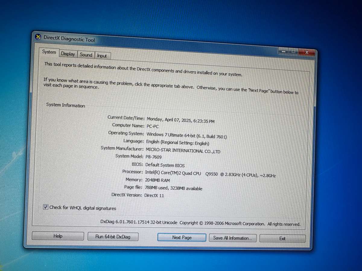 Complete set PROLINE PC . Intel core 2 Quad Q9550 @ 2.83GHz (4CPUs)+Monitor+keyboard & Mouse + Cable